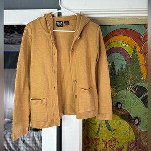 Cute boho button hooded cardigan